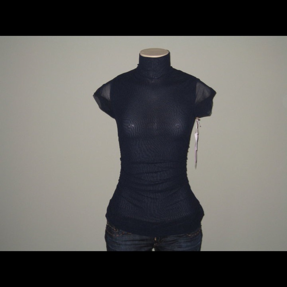 Sweet Pea ruched cap sleeve mock turtleneck
